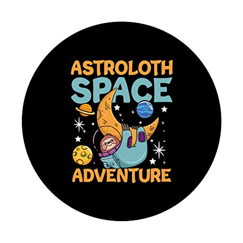 Astroloth Space Adventure Faultier for Adults and Kids PopSockets Swappable PopGrip, Black - Image 3