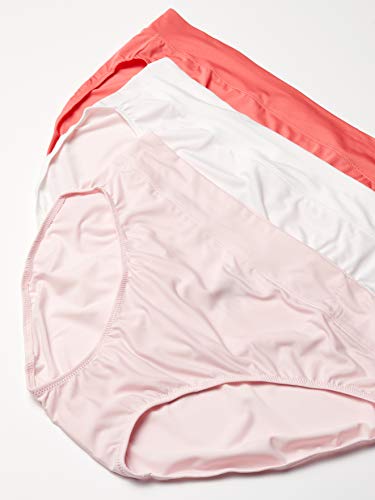 Warner's Women's Blissful Benefits Dig-Free Comfort Waistband Microfiber Hi-Cut 3-Pack 5138W, Sunkissed Coral/White/Pale Pink, Xl #TOP2