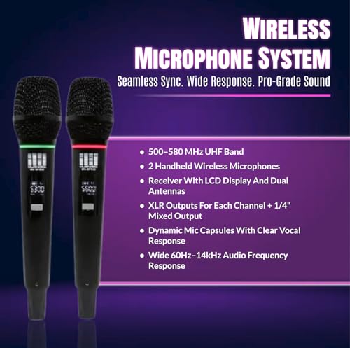Image of PA System with Wireless Microphone UHF,10 inch PA Speaker, 2000W Audio Mixer