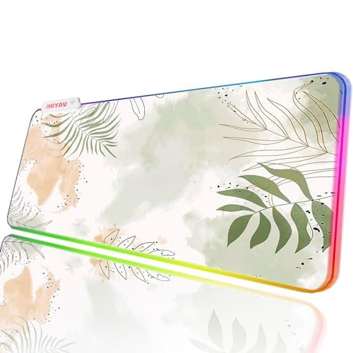 JMIYAV Biała RGB Gaming podkładka pod mysz Led rozszerzona duża czarna podkładka na biurko antypoślizgowa guma XL XXL czarna Gaming podkładka pod mysz duża podkładka pod mysz mata pod mysz dla graczy