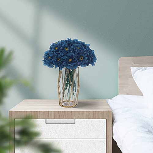 Kimura's Cabin Artificial Flowers Silk Hydrangea Chrysanthemum Ball Flowers Arrangements Bouquets 21Pcs For Home Dining Table Core Party Wedding Decoration (Navy Blue, Pack Of 21) #TOP4