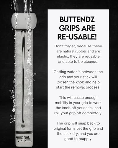 Buttendz Flux Z Hockey Stick Replacement Grip - Reusable Design, Large Knob Player Grip to Maximize Power, Accuracy and Stick Control, Fits All Stick Sizes (White/Black Drip) - Thumbnail 7