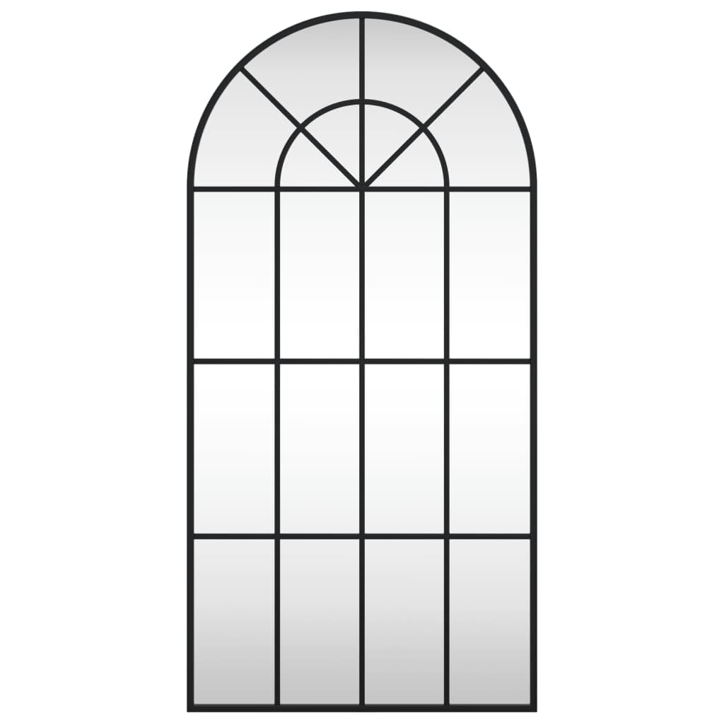 Wandspiegel Schwarz 50x100 cm Gewölbt mit pulverbeschichtetem Eisenrahmen, Glasspiegel für Badezimmer Schlafzimmer Flur, Wandmontage Ganzkörperspiegel zur Dekoration und Rasur