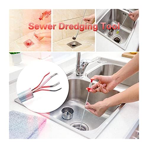 Herramienta de desatascado para tuberías en espiral - 60 a 250 cm, desatascador de desagües para fregadero y alcantarilla, herramienta de limpieza con gancho (Color: 90 cm - 35 pulgadas) miniatura 3