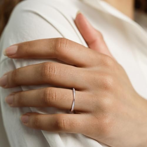 Channel Set Moissanite/Blue Sapphire/Emerald/Ruby Wedding Band 925 Sterling Silver 2mm Width Stackable Birthstone Rings for Lover Women Bow Ring, Size 6 to 10 (Send Gift Box)2