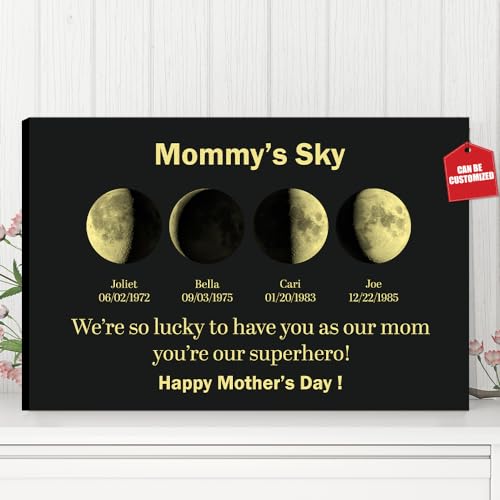 TM TEEMAN Custom Moon Phase Mothers Day Picture Gift for
