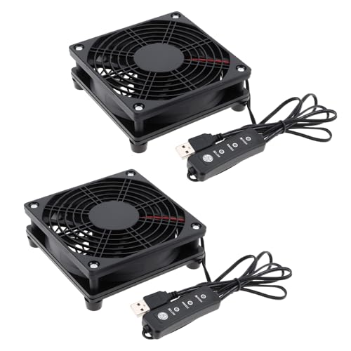 Ventilateur PC 120 mm USB lot de 2 avec variateur de vitesse pour routeur et DVR