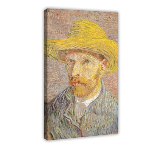 Tableau Van Gogh Autoportrait au chapeau de paille pour décoration murale bureau