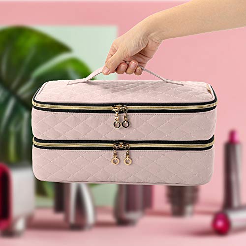 Teamoy Double-Layer Travel Organizer Bag Compatible With Dyson Supersonic Hair Dryer, Portable Travel Storage Bag For Hair Dryer And Attachments, Misty Rose(Bag Only) #TOP5
