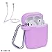 Deke Compatible Apple airpods Wireless Bluetooth Earbuds case. Airpod Buds Cases Full Protective Cover Portable Bud Silicone Skin with Anti-Lost Hooks/Strap. Airbuds Skins Set. Audifonos (Purple)