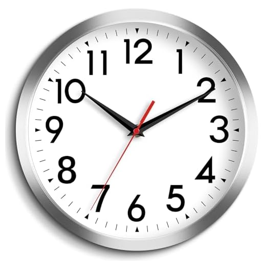 14 Inch Wall Clock, Large Wall Clocks Battery Operated, Big Silent Non-ticking Analog Clock Decorative for Living Room, Office, Kitchen, Outdoor,Classroom, Bedroom, Bathroom, School, Home(Silver)