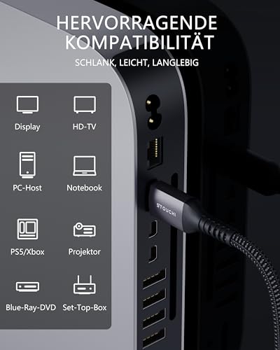 6. Bild von Stouchi 2m HDMI Kabel 8K 10K 4K Certified Ultra High Speed ​​ 48Gbps 4K120 144Hz RTX 3080 eARC HDR10 4:4 HDCP 2.2 & 2.3 Dolby kompatibel mit Fire TV/Roku TV/PS5/Xbox Series X/Samsung/Sony/LG