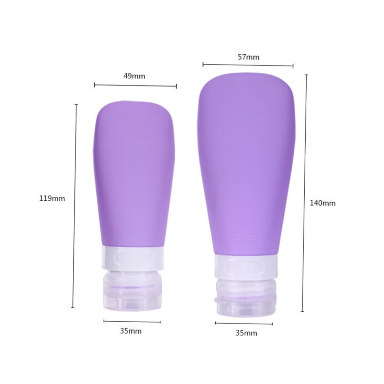 6 u Botellas de Viaje para Cosméticos Envases de Loción 60ml de Silicona Cierre Hermético para Viajar y Uso Diario