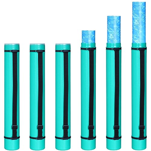 Ireer 6 Pcs Expandable Poster Tube with Strap for Documents Artwork Container Poster Transport Map Holder Tube Blueprint Storage Carrying Case for Architect Teacher Student 24.5'' to 40'...