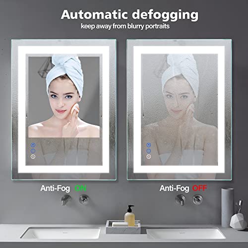 Dr.lux Led Mirror Bathroom Vanity Mirrors 36X28 Inch, Wall Mounted Anti-Fog Led Makeup Mirror 3000-6000K Adjustable, Memory Dimmable Touch Switch (Vertical & Horizontal) #TOP2
