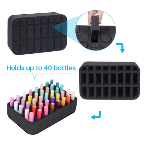 Image of Nail Polish Organizer Holder Foam Pad DIY with 24 Slots for Storage Nail Polish or Essential Oil Tray for Drawers Black