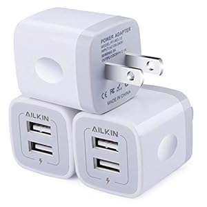 Wall Charger, 3Pack 5V/2.1A AILKIN 2-Port USB Wall Charger Home Travel Plug Power AC Adapter Fast Charging Block Cube for iPhone 15 14 13 12 SE 11Pro Max XS XR 8 Plus, Samsung Galaxy, Google Pixel Box