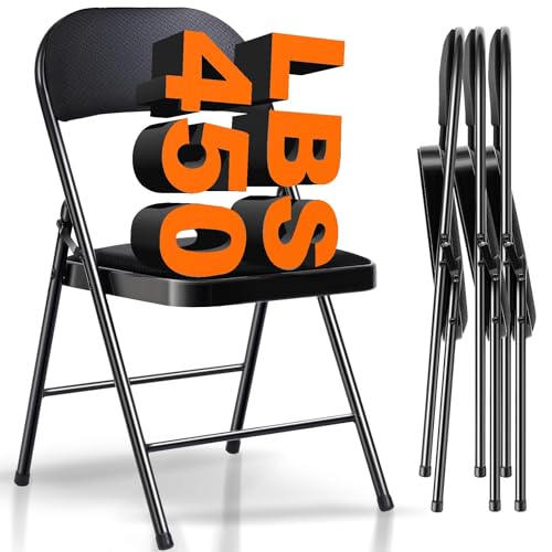 Folding Chairs with Cushion - Foldable Chairs 4 Pack Heavy Duty S...