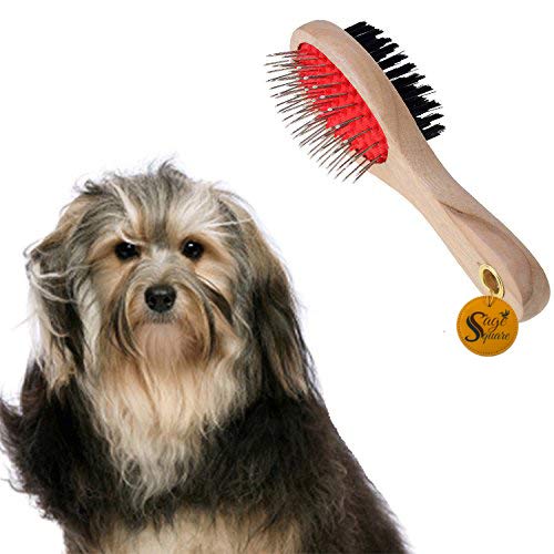 Sage Square Natural Wood Double Side 2 in 1 Dog Brush/Pet Comb for Grooming & Safety for Pets from Mites/Lice/Ticks for Dog/Puppy/Kitten/Cat (B079SJ2MYY) Amazon Price History, Amazon Price Tracker