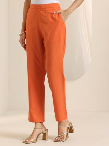 Image of Libas Woven Design Cotton Blend Straight Kurta With Trouser and Dupatta
