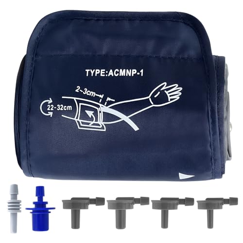 Blood Pressure Monitors Small Cuff, Blood Pressure Arm Cuff Adjustable Compatible with Other BP Digital Machine for Kids and Small Arms Women, 6 Connectors (BP Cuff Included Only) (22-32CM)