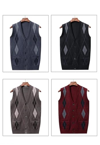 Men's V-Neck Vest Cardigan Casual Knitted Sweater Vest Sleeveless Outer Wear Tops2