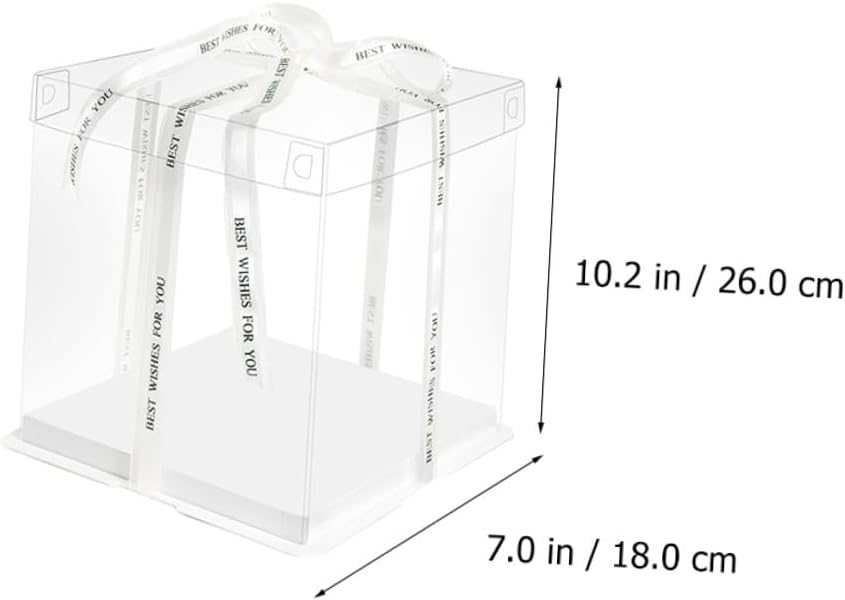 UKCOCO 5pcs 8-inch Birthday Cake Boxes with Ribbon, Food-grade Cake Wrapping and Storage Containers for Bakery Display, Dessert Packaging Set