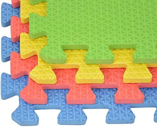 AJX Large Soft Foam EVA Kids Floor Mat Extra Thick Interlocking Multi Color Red Yellow Blue Green EVA Soft Foam Exercise Floor Mats 60x60x1.2cm (16 Mats (64 Square Feet))