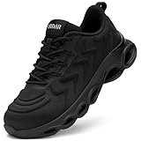 LARNMERN Steel Toe Shoes for Men Safety Shoes Work Sneakers Comfortable Safety Toe Sneakers Work Lightweight Colorful Zapatos de Seguridad (9,All Black)