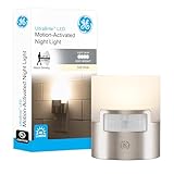 GE Ultra Brite Motion-Activated LED Light, 40 Lumens, Soft White, Night Light, Energy Efficient, Ideal for Hallway, Stairs, Kitchen, Garage, Utility Room, Laundry Room, Brushed Nickel, 30815