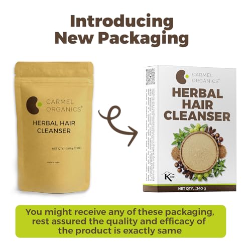 Image of CARMEL ORGANICS Herbal Hair Cleanser Powder 340 Grams | Blend of Soapnut, Shikakai, Amla, Fenugreek & Bhringraj Powder, Nourishes the Scalp and Hair With Essential Nutrients