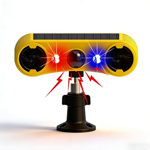 QXMH Alarma con Sensor de Movimiento Solar para Exteriores: Alarma con Detector de Movimiento, ladridos de Perros y Disparos, 2 x 129 dB, Compatible con grabación (911W Yellow 1PCS)