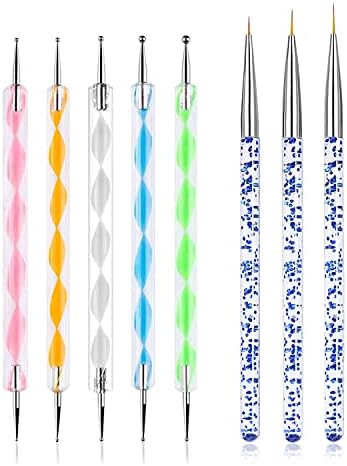 NAILWIND 5 PCS Dotting Pen Tool Dot Paint Manicure kit with 3 PCS Nail Painting Brushes, Professional Nail Art Brushes- Nail Art Brush Pen,Nail Art Design Tools.