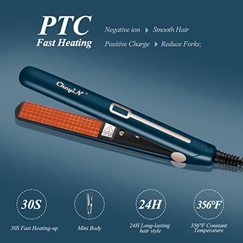 CkeyiN Hair Crimping Iron, Mini Crimper Iron for Fluffy Hairstyle, Corn, Perm, Waves, Curls, Anti Static Crimping Hair Iron Adjust Temperature for All Hair Types
