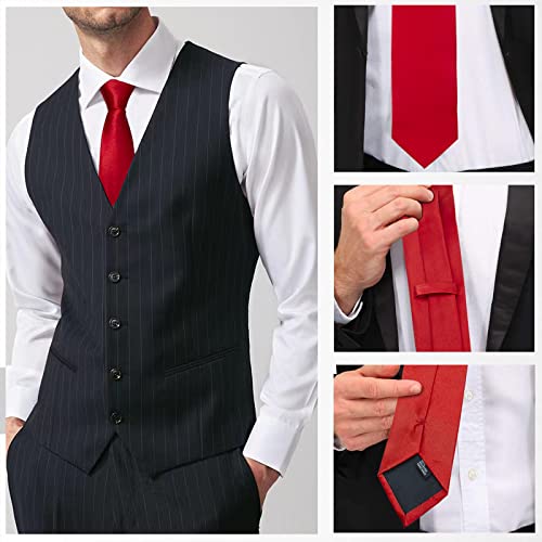 Image of Luckyvestir Mens Tie Solid Satin Neck Ties 3.15'' Formal Necktie for Wedding Business Christmas Father's Valentine's Day Gift