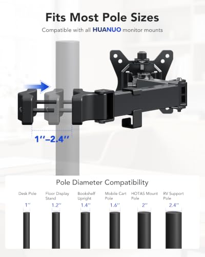 Image of HUANUO Pole Mount Monitor Arm for 13-32 inch Screens, Pole Not Included