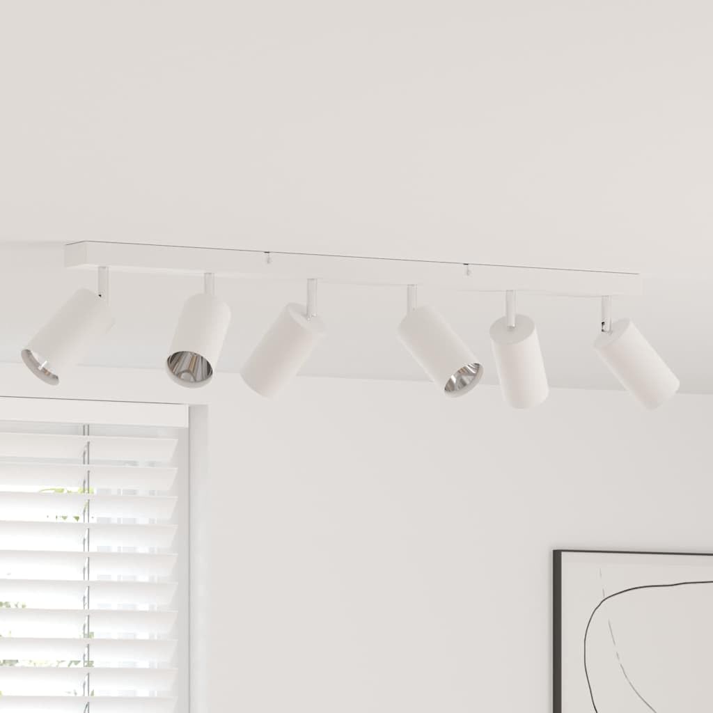 vidaXL Foco de techo con focos Blanco 73 x 6 x 16 cm Metal | Tiene 6 luces ajustables para que las uses como quieras, Diseñado para ahorrar energía sin perder brillo,