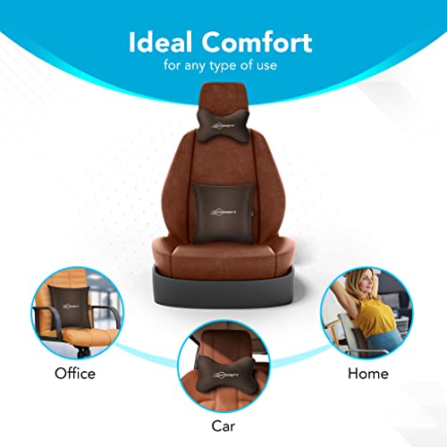 Image of Neodrift 'Neo-Kit Combo' - (Colour - Coffee)(2 Neck Cushions, 2 Square Pillows) | Neck & Back Rest Support Cushion Memory Foam Pillow for Neck, Head, Shoulder & Back Pain-Relief for Car Seat