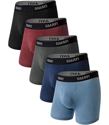 5Mayi Mens Underwear Boxer Briefs for Men Viscose Underwear Comfortable Midrise Undergarments with Open Fly