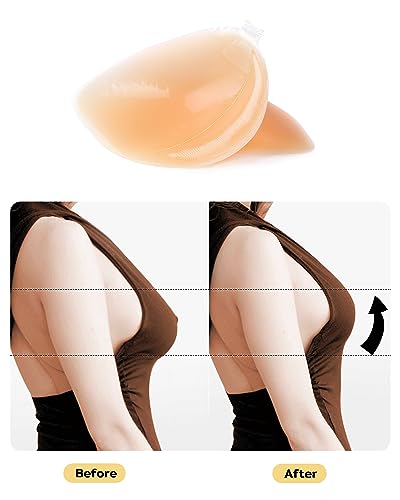 Niidor Sticky Bra Strapless Invisible Silicone Adhesive Bra For Women Backless Dress With Nipple Cover Water Drop Shape Nude #TOP4