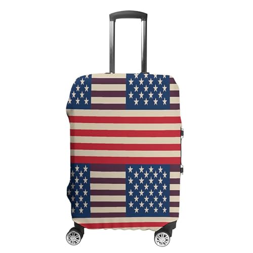 Housse de valise drapeau américain en polyester élastique blanc taille M anti-rayures