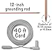 ZenEarth Copper Grounding Rod Kit — Maximum Conductivity for The Purest Earthing Experience, Includes 40ft & 15ft Cords.