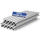 SeekLiny 10PCS V Slot 2020 Aluminum Extrusion European Standard 2440mm(96'') Length Anodized Extruded Aluminum for CNC DIY 3D Printer and Industrial Bracket Making Silver