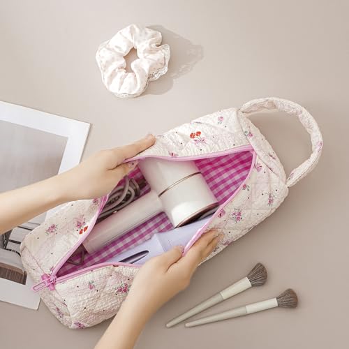 Image of RSRSLEII Quilted Hair Tools Travel Bag，Hair Styling Accessories Storage Case for Shark FlexStyle, Dyson Airwrap Hair Dryer, Curling Iron, Revlon Hair Tools，Portable and foldable(04Cherry)