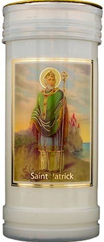 Saint Patrick- Pillar Candle & Irish Blessing Prayer & Gold Foil Highlights.