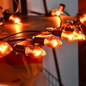 SUNSGNE 25 Pack C7 Orange Light Bulbs Halloween Christmas Replacement Bulbs, C7 Clear Orange Incandescent Light Bulbs for Outdoor Patio Xmas String Lights, E12/C7 Candelabra Base, 5 Watts SUNSGNE 25 Pack C7 Orange Light Bulbs Halloween Christmas Replacement Bulbs C7 Clear Orange Incandescent Light Bulbs for Outdoor Patio Xmas String Lights E12C7 Candelabra Base 5 Watts