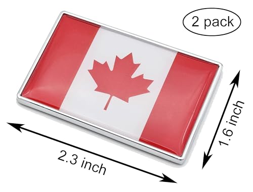 Image of 2 Pcs 3D Canada Canadian Flag Metal Car Stickers Chrome Decals,2.3 x 1.6 Inch Metal Truck Stickers,Patriotic Car Motorcycle Emblem.