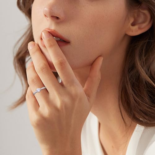 Sterling Silver Engagement Rings for Her Women Hypoallergenic Cubic Zirconia Adjustable Friendship Promise Rings for Wife3