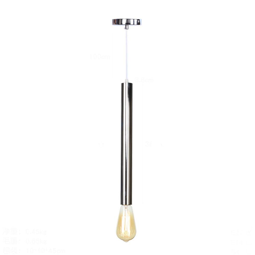 Ganeep Creative Personality Cylinder Pendant  Lights, Chrome-Plated/Rose Gold Finish with E26/E27 Lamp Holder, Adjustable Hanging Wire Ceiling  Lamp for Kitchen Island Restaurant (Color : Chrome)