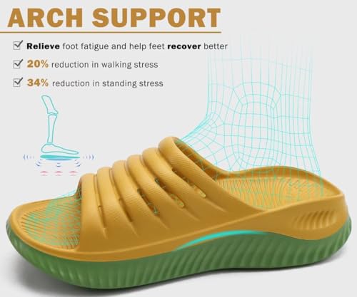 Image of KuaiLu Womens Recovery Sandals With Comfortable Plantar Fasciitis Support,Ladies Orthotic Open Toe Sport Slides Thick Cushion Reduces Stress on Feet,Joints & Back Post-Exercise